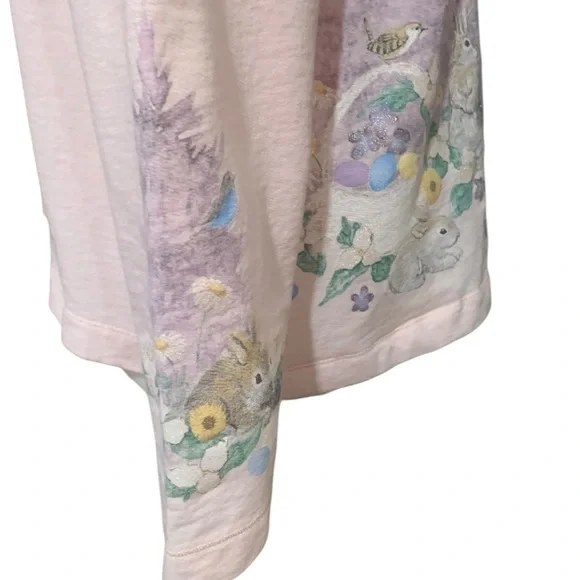 Vintage Y2K light pink Easter/spring bunny button up lightweight shirt size L - Picture 3 of 6